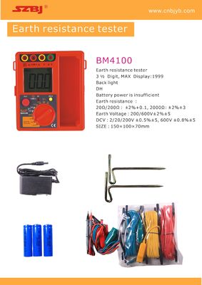 Bm4100 1999 zählt Erdungswiderstand-Prüfvorrichtung 600V Digital