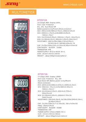 2M 2 Spannung DT9972A Tragbares Digitalmultimeter